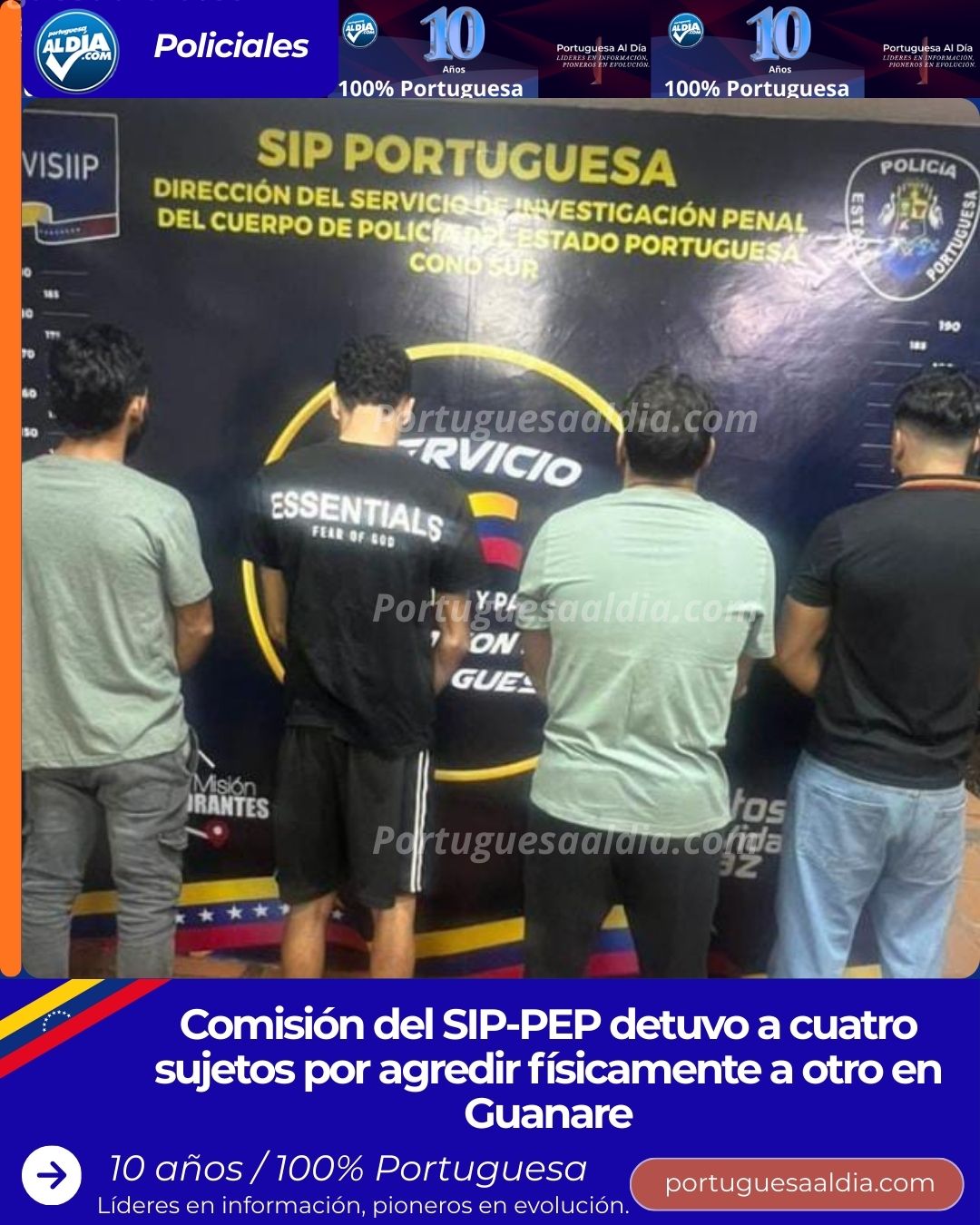 Comisión del SIP-PEP detuvo a cuatro sujetos por agredir físicamente a otro en Guanare