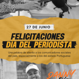 para la foto de la nota: Fotografía institucional del dirigente político Danny León durante su pronunciamiento oficial con motivo del Día Nacional del Periodista en el estado Portuguesa.