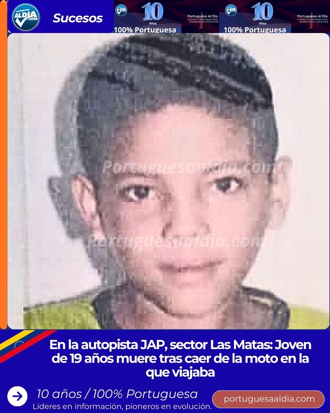 En la JAP, sector Las Matas: Joven de 19 años muere tras caer de la moto en la que viajaba