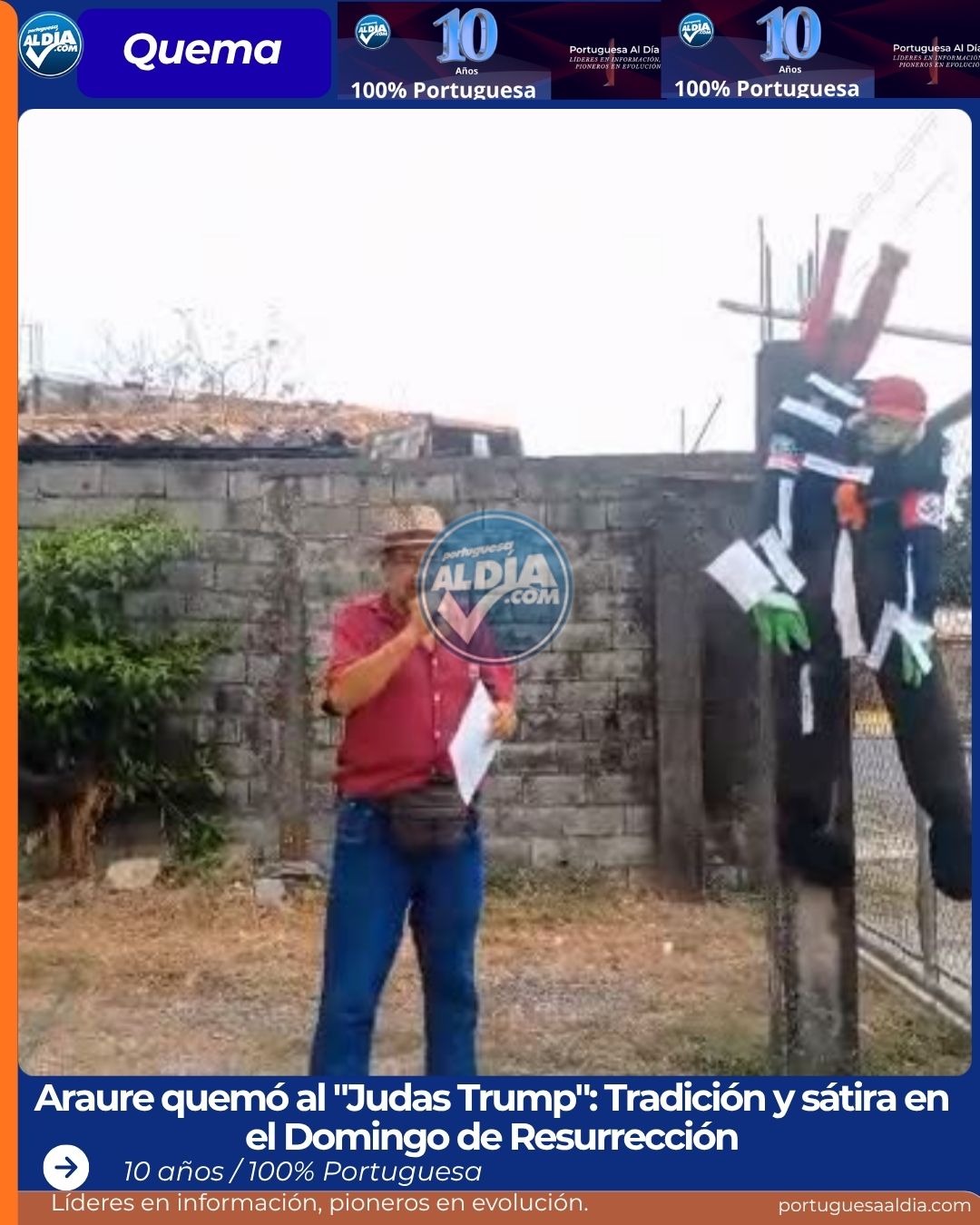 Araure quemó al "Judas Trump": Tradición y sátira en el Domingo de Resurrección