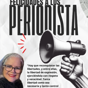 Fotografía en plano medio de la líder política Lourdes Downing durante su pronunciamiento institucional con motivo del Día Nacional del Periodista en el estado Portuguesa.