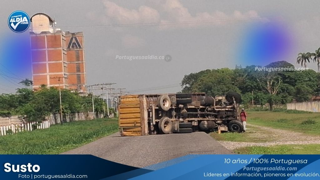 Vuelco de carga en la vía Payara mantiene el paso restringido