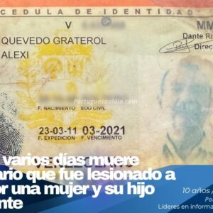 Alexi Quevedo Graterol cédula de identidad del docente jubilado fallecido tras suceso en Biscucuy Portuguesa