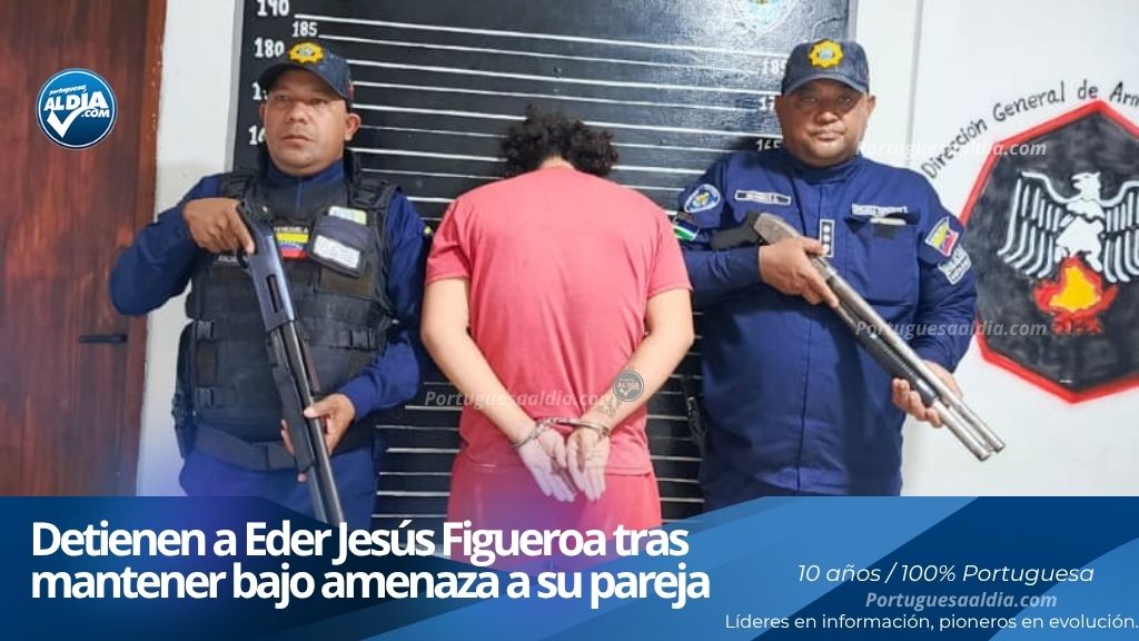 Comisiones policiales trasladan a un detenido por violencia de género en el municipio Guanare. Eder Jesús Figueroa