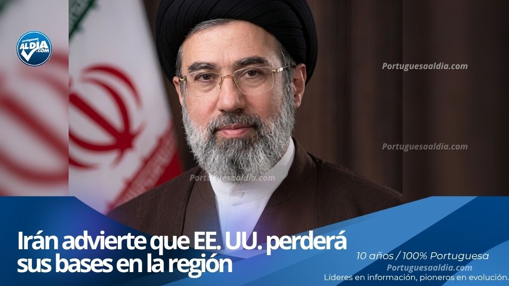 El nuevo líder supremo de Irán Mojtabá Jameneí durante su discurso oficial sobre la presencia militar extranjera.