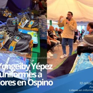 Acto público liderado por el alcalde Yongeiby Yépez para la dotación de vestimenta laboral al personal municipal.