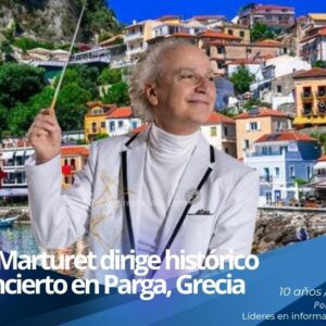El director de orquesta Eduardo Marturet al frente de un concierto sinfónico internacional en Grecia.