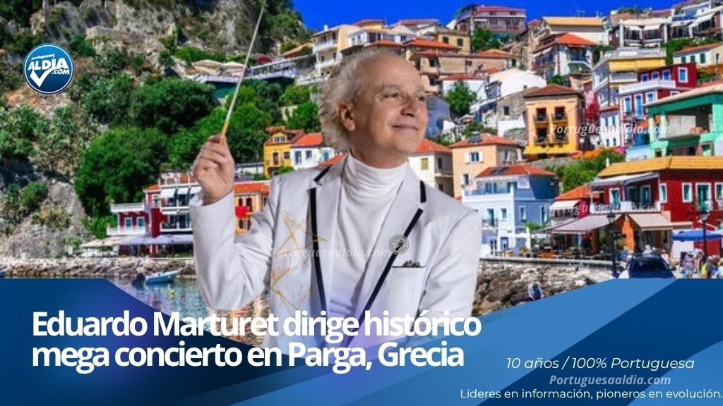 El director de orquesta Eduardo Marturet al frente de un concierto sinfónico internacional en Grecia.
