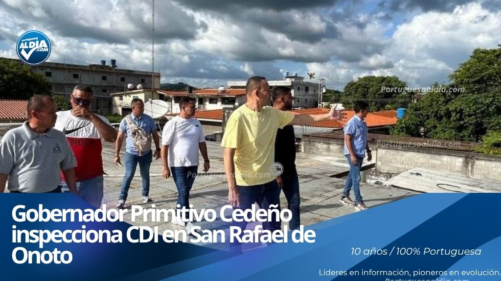 El gobernador Primitivo Cedeño junto a su equipo técnico evaluando la infraestructura del CDI Eduarda Yustiz en Portuguesa.