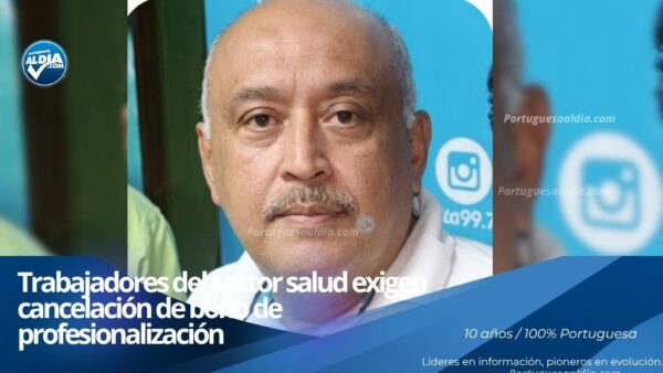 El dirigente sindical Alexander Tovar exponiendo los reclamos laborales de los profesionales de la salud.