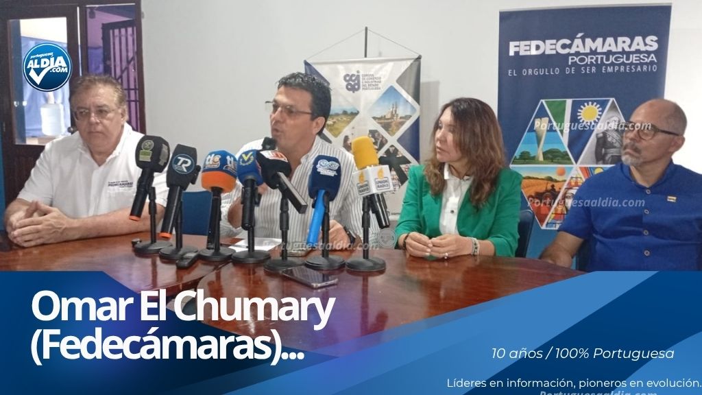 Omar El Chumary en rueda de prensa junto a la directiva de Fedecámaras en el estado Portuguesa.