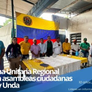 Dirigentes de la Plataforma Unitaria Democrática de Portuguesa durante un encuentro comunitario en la zona alta.