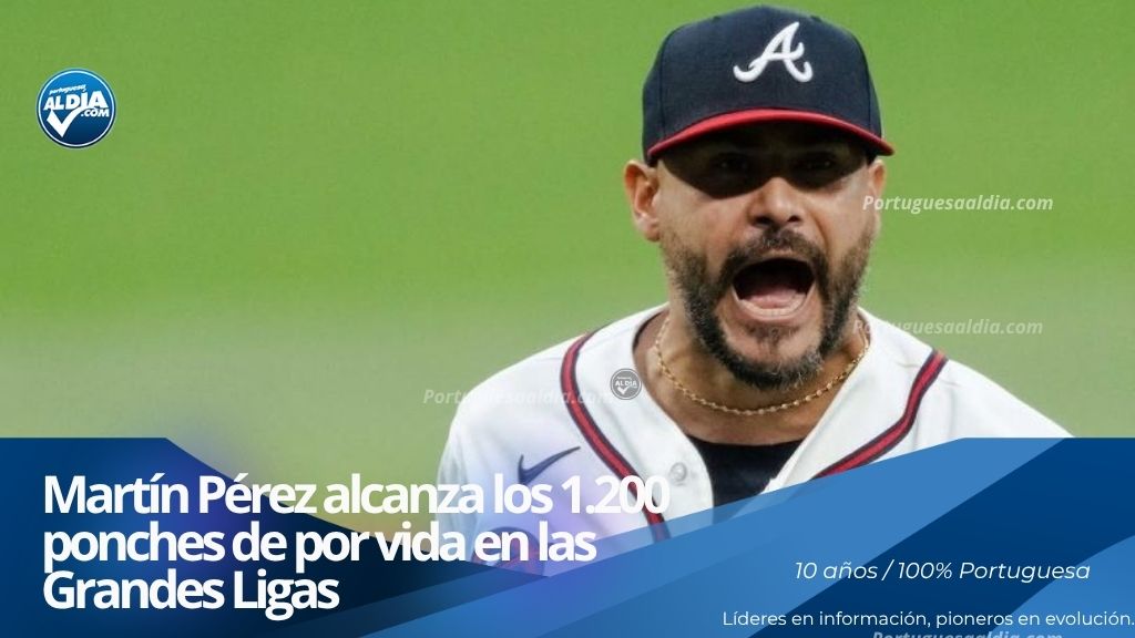 El lanzador zurdo portugueseño Martín Pérez durante su apertura con los Bravos de Atlanta en las Grandes Ligas.