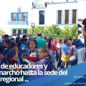 ocentes y personal obrero de Portuguesa protestando frente a la sede de la Gobernación regional por reclamos salariales.