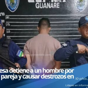 Funcionarios de la Policía del Estado Portuguesa procesando la detención de un ciudadano por delitos previstos en las leyes de seguridad ciudadana.