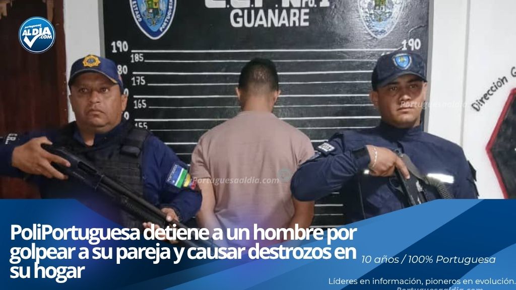 Funcionarios de la Policía del Estado Portuguesa procesando la detención de un ciudadano por delitos previstos en las leyes de seguridad ciudadana.