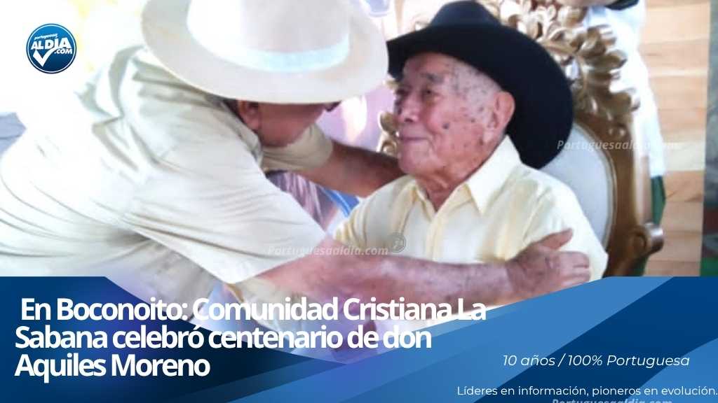 Celebración del centenario de don Aquiles Moreno junto a familiares en Boconoíto estado Portuguesa.