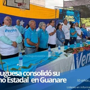 Dirigencia y ciudadanos en el Pleno Estadal de Vente Portuguesa en cancha de Guanare.
