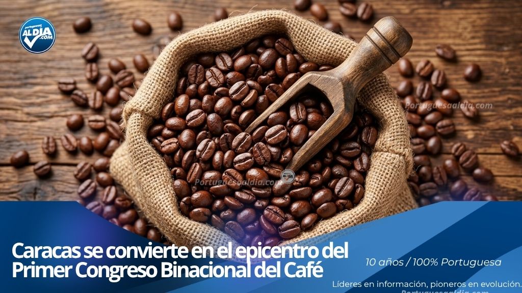 Productores y especialistas analizando granos de café durante el encuentro binacional en Caracas.