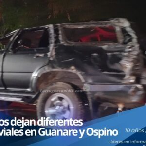 Funcionarios de la Policía Nacional Bolivariana atendiendo accidentes viales en el estado Portuguesa.