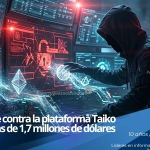 Gráficos de seguridad tecnológica e interfaces financieras tras el hackeo a la plataforma Taiko.