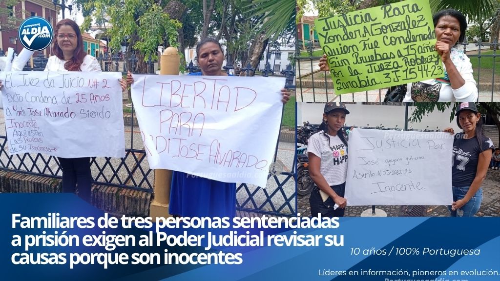 Protesta y exigencia de revisión de causas frente al Palacio de Justicia de Guanare.