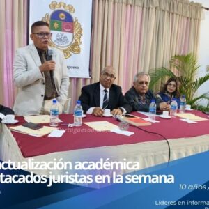 Abogados, jueces y estudiantes participando en la jornada académica del Colegio de Abogados en Acarigua.