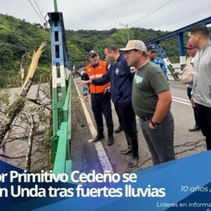 El gobernador de Portuguesa Primitivo Cedeño supervisa estructuras viales y puentes afectados.