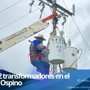 Cuadrillas de Corpoelec e infraestructura instalando transformadores en el municipio Ospino