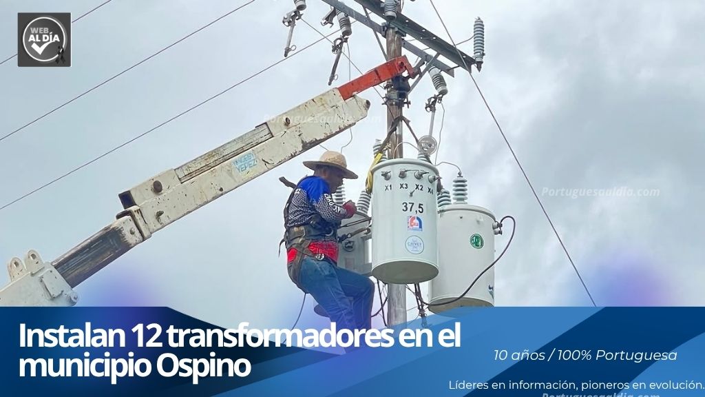 Cuadrillas de Corpoelec e infraestructura instalando transformadores en el municipio Ospino