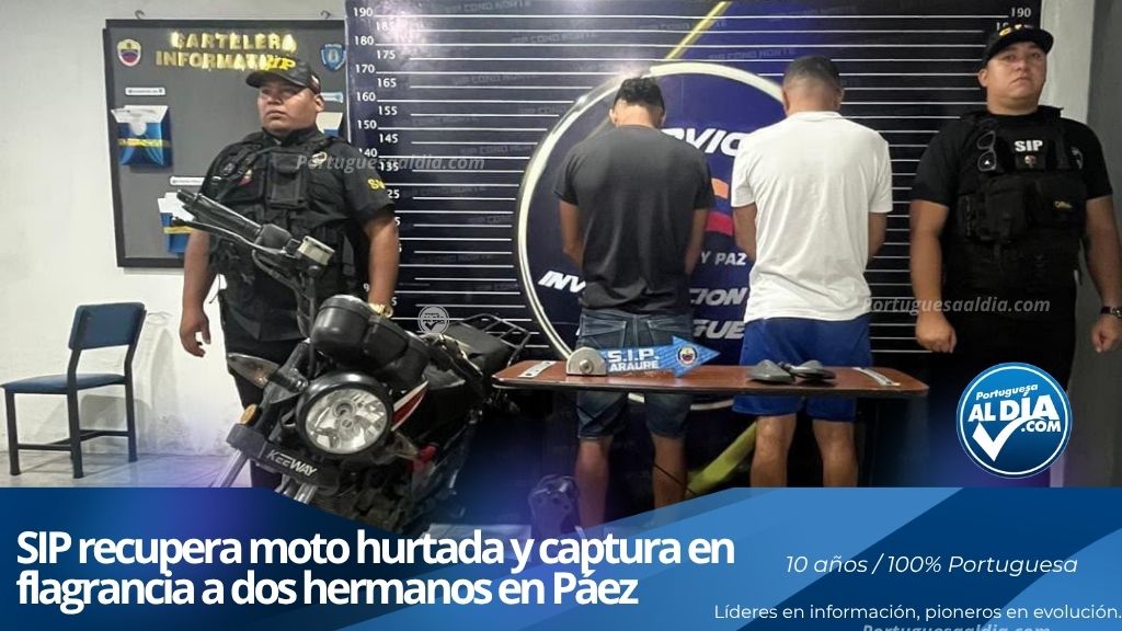 Funcionarios del Servicio de Investigación Penal de Portuguesa realizan procedimiento de detención y recuperación de moto hurtada.