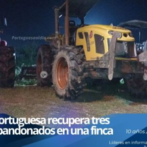 Funcionarios del SIP de PoliPortuguesa custodiando tractores agrícolas recuperados en la Finca San Pedro del sector Maporal.