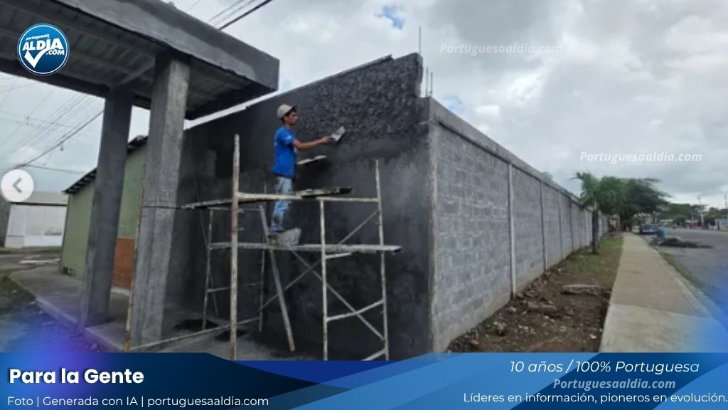 Obras de construcción en la fachada de la Urb. Las Virginias por parte de la gestión municipal de José Ángel López en el municipio Páez.