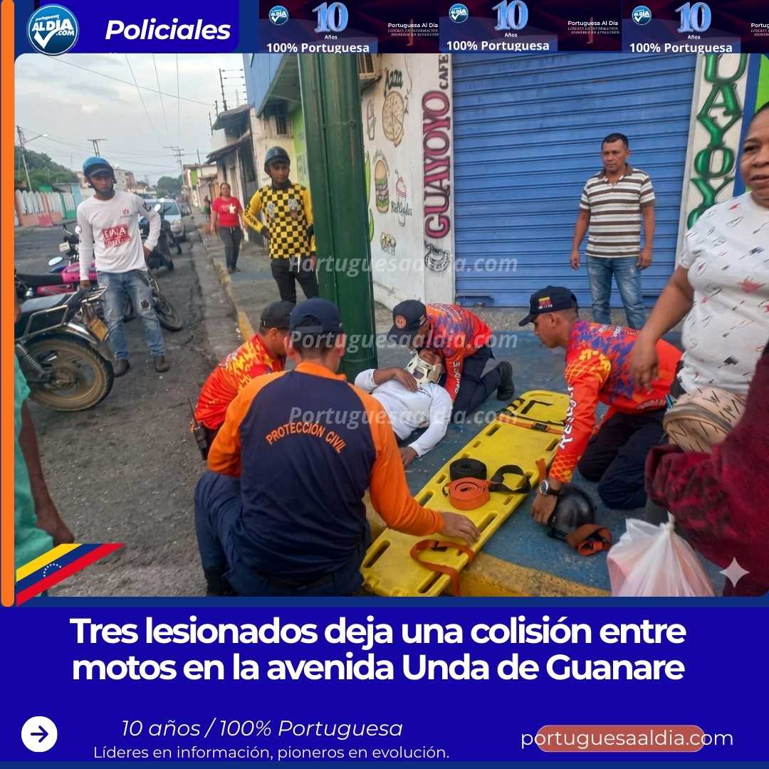 Tres lesionados deja una colisión entre motos en la avenida Unda de Guanare