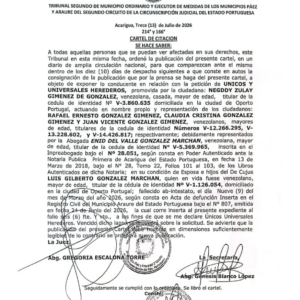 CARTEL DE CITACIÓNSE HACE SABER