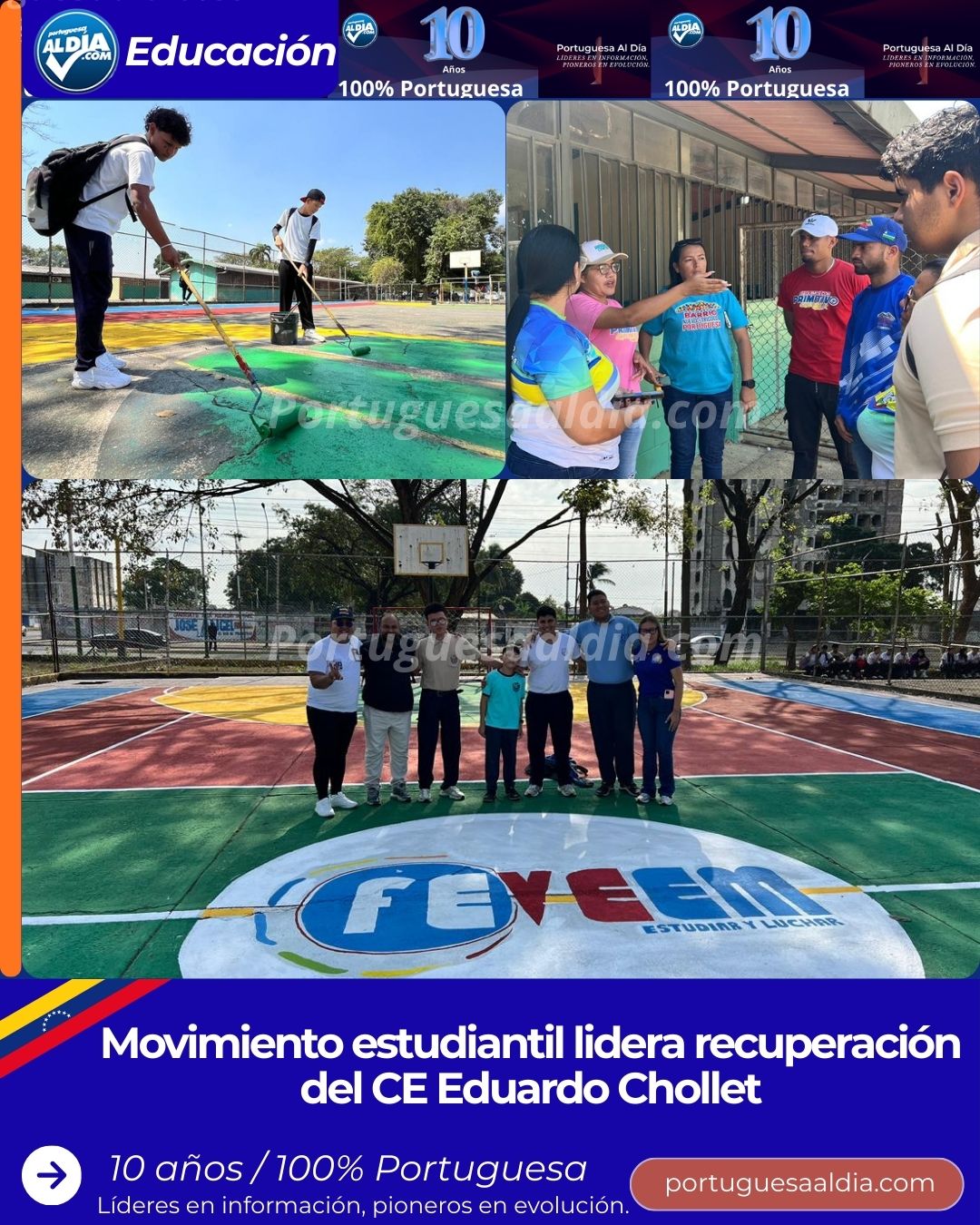 Estudiantes inaugurando las recuperaciones en las instituciones educativas de Acarigua)