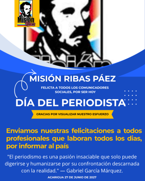 Fotografía de archivo que muestra a un grupo de vencedores de la Misión Ribas del municipio Páez sosteniendo una pancarta institucional de felicitación dirigida a los periodistas en su día nacional.