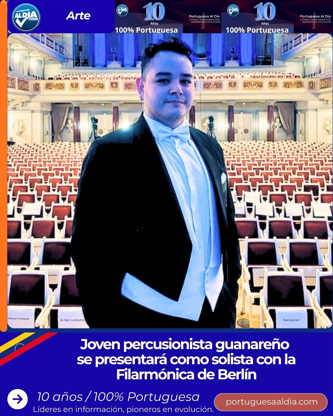Joven percusionista guanareño se presentará como solista con la Filarmónica de Berlín